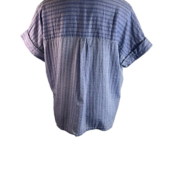Madewell Daily Shirt in Textural Stripe Shirt in Linear Ditsy Dobby Navy - Picture 12 of 15